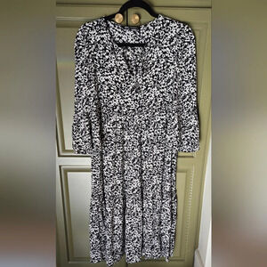 Zara black & white floral flowy dress